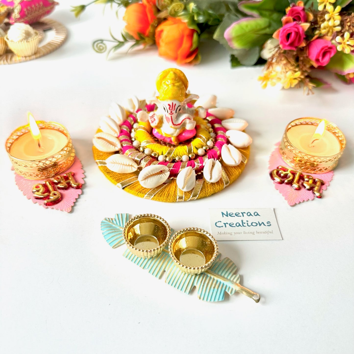 Lord Ganesha, Shubh Labh Diya, Roli Chawal set