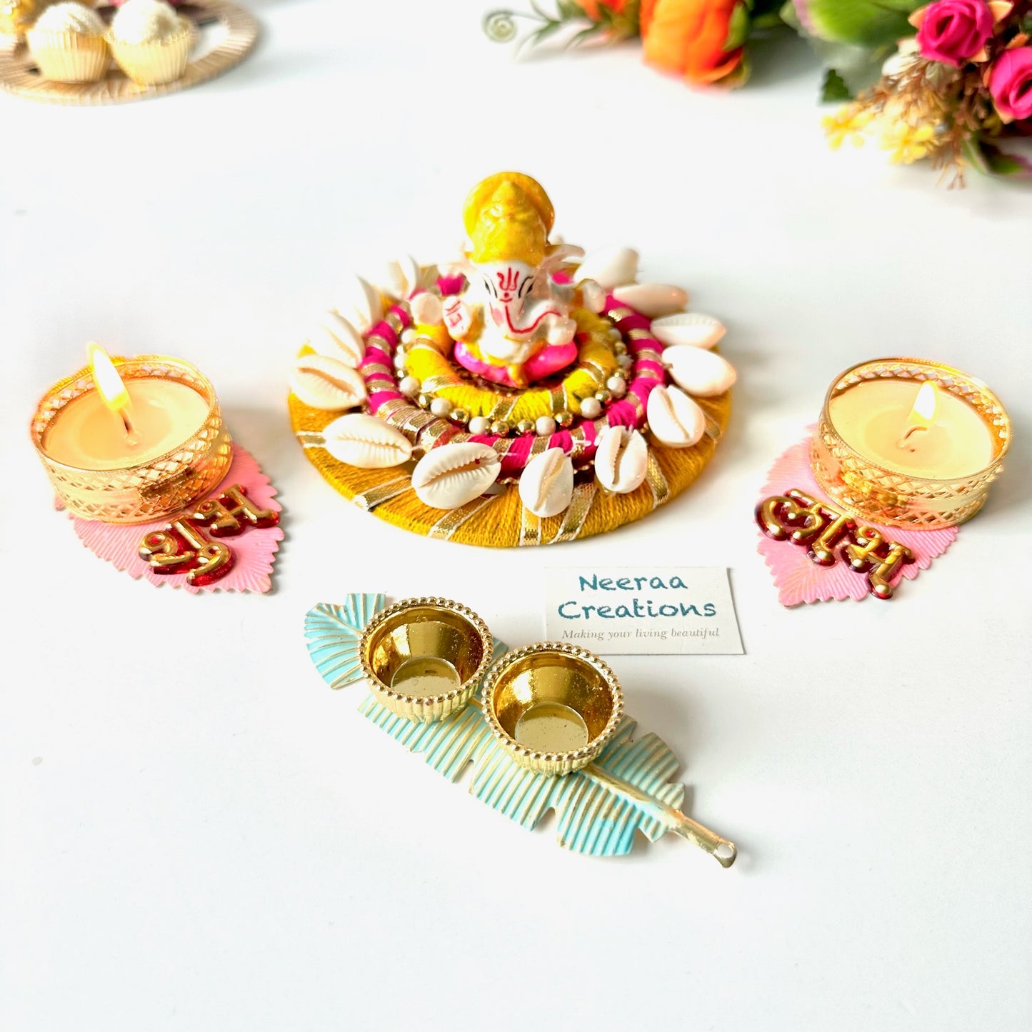 Lord Ganesha, Shubh Labh Diya, Roli Chawal set