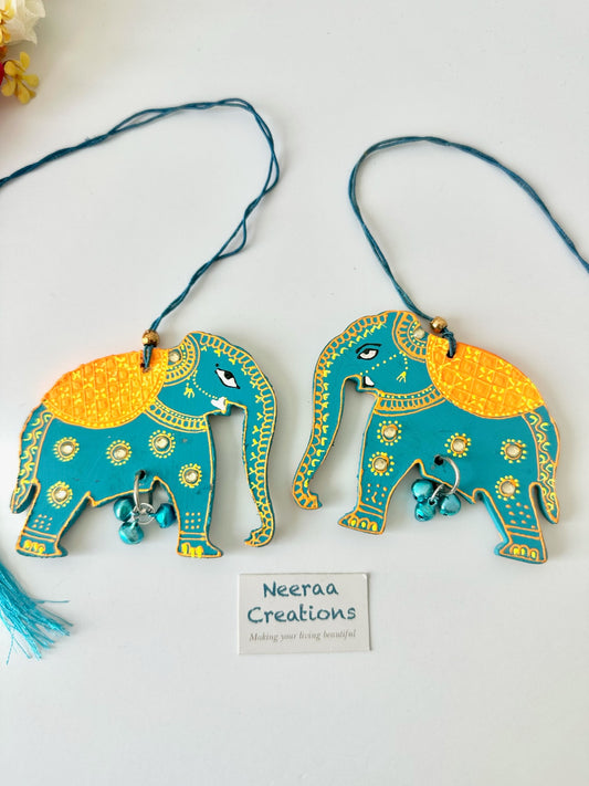 Hand painted Elephant Hanging (Set of 2)