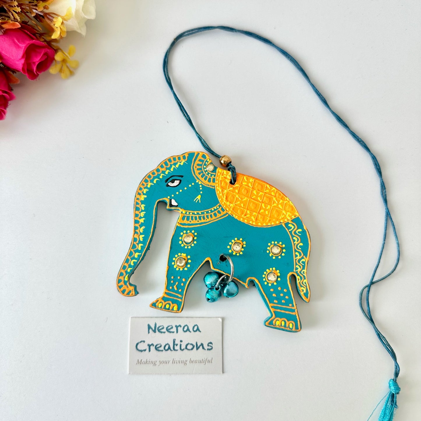 Hand painted Elephant Hanging (Set of 2)