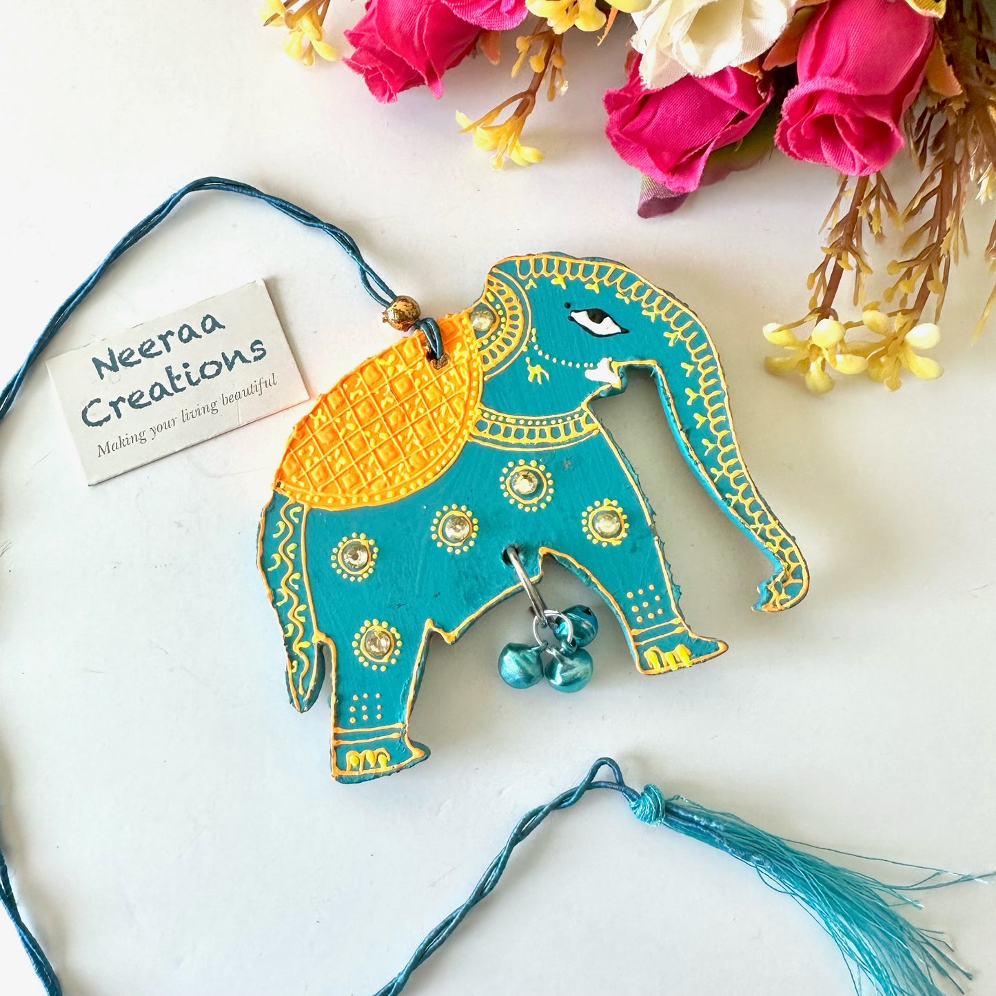 Hand painted Elephant Hanging (Set of 2)