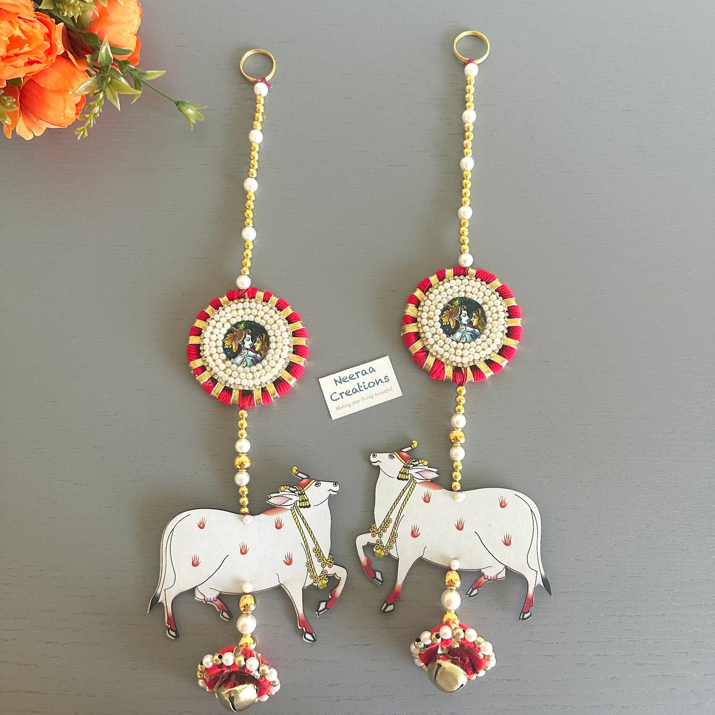 Radha-Krishna and Pichwai Cow Hanging set