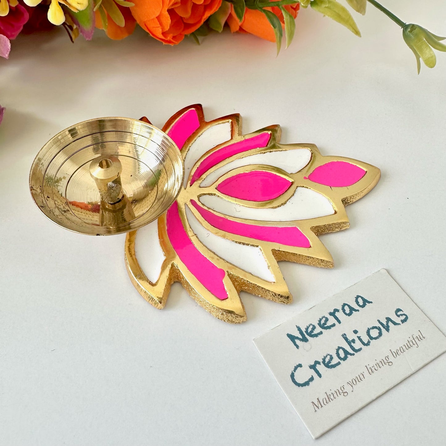 Metal Diya - Lotus design