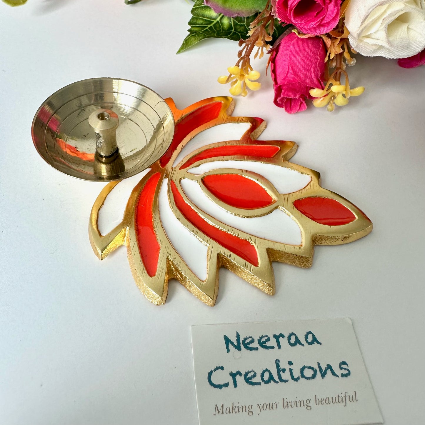 Metal Diya - Lotus design