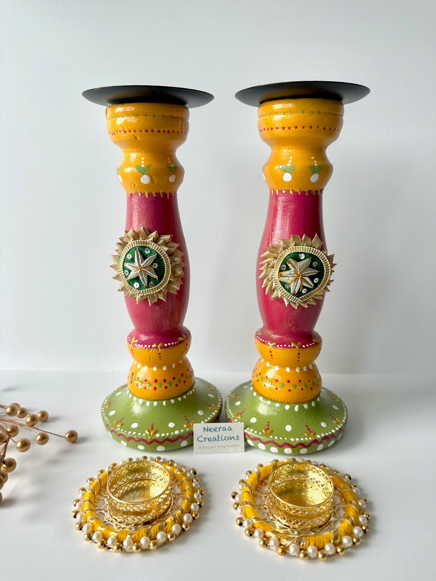 Festival Decoration Tea light/ Candle holders - Set of 2