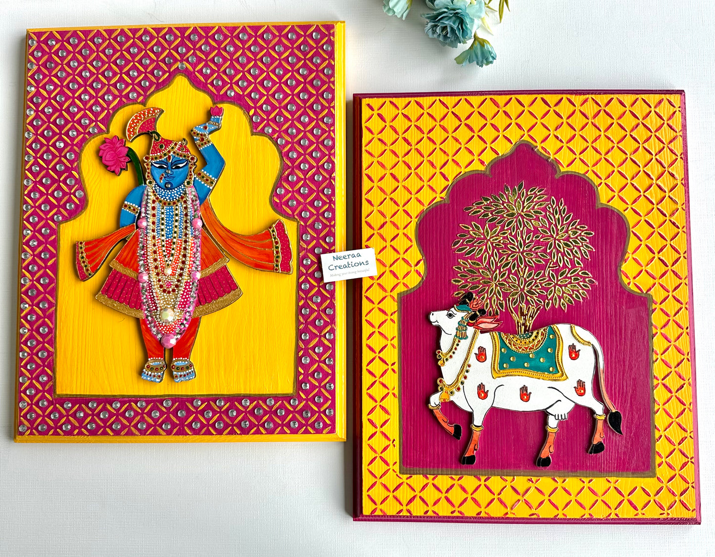 Srinathji with Pichwai Cow - Wall Decor set