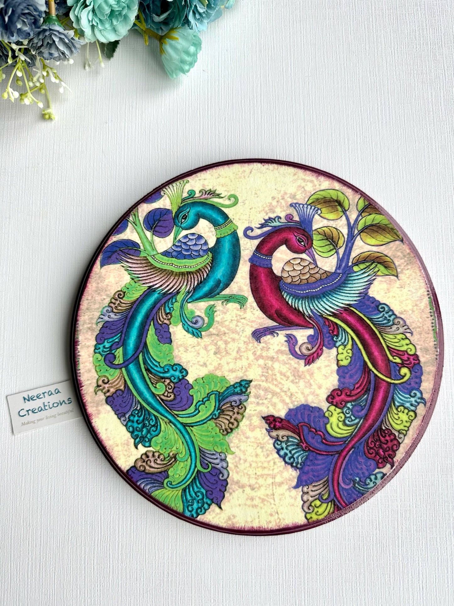 Decorative Wall Plate - Two Peacocks