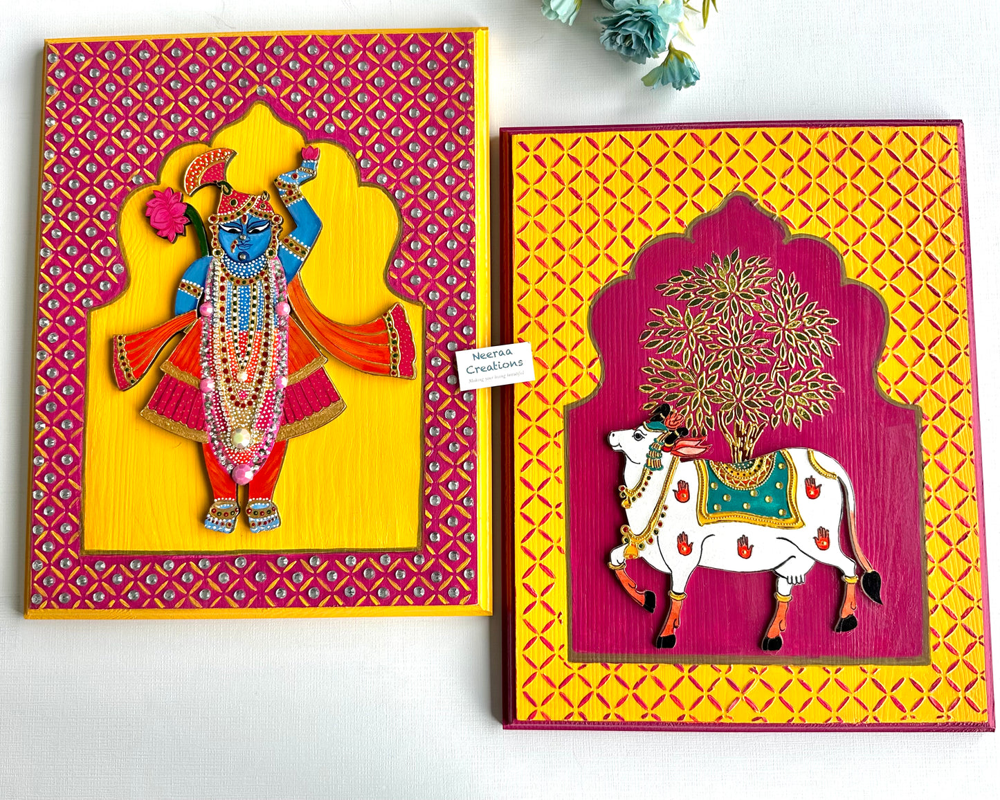 Srinathji with Pichwai Cow - Wall Decor set