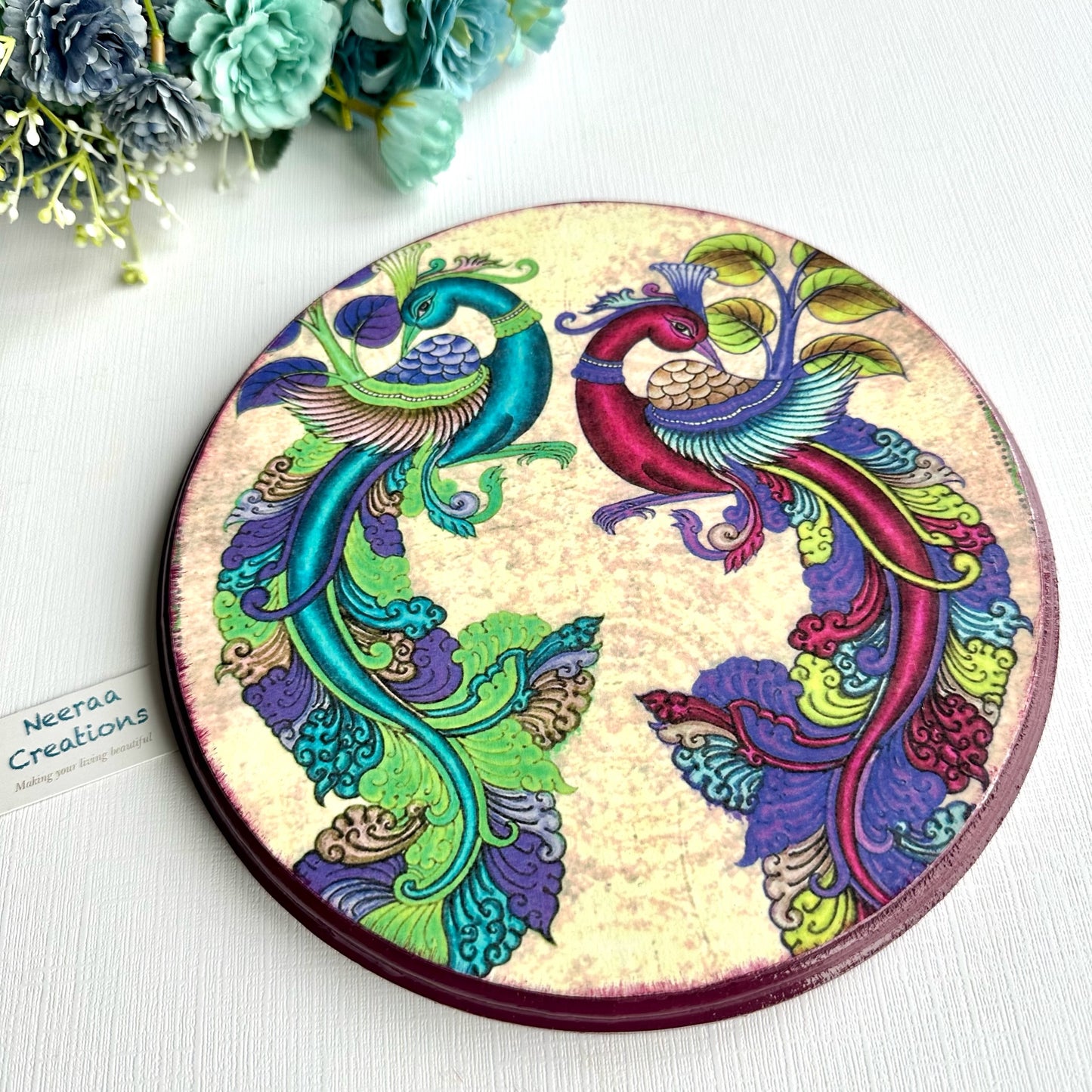 Decorative Wall Plate - Two Peacocks