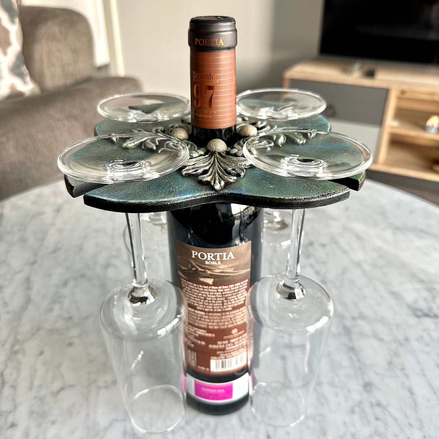 Countertop Wine Glasses and Bottle Holder