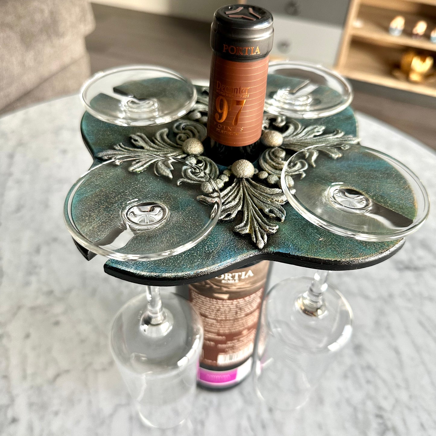 Countertop Wine Glasses and Bottle Holder