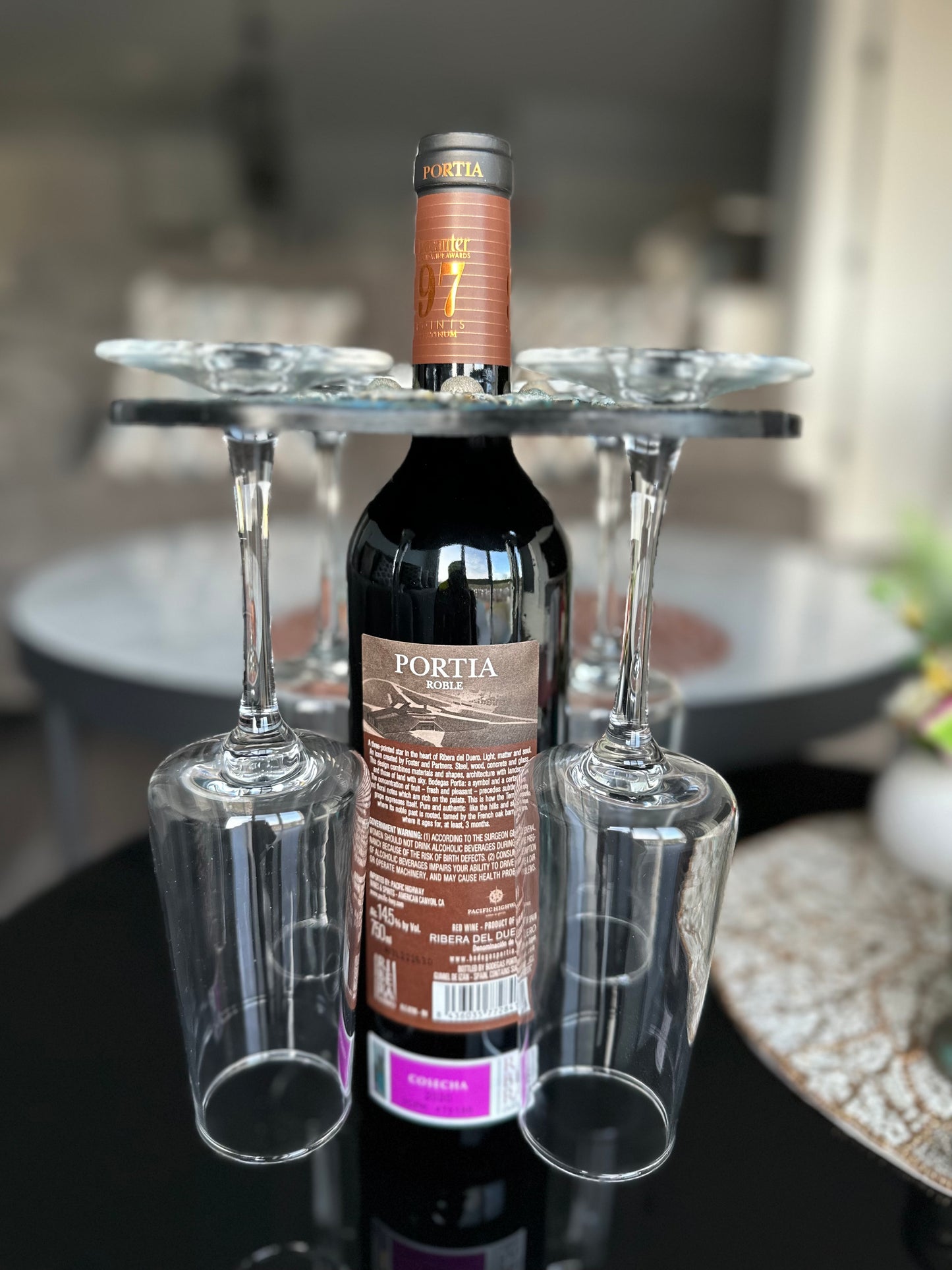 Countertop Wine Glasses and Bottle Holder