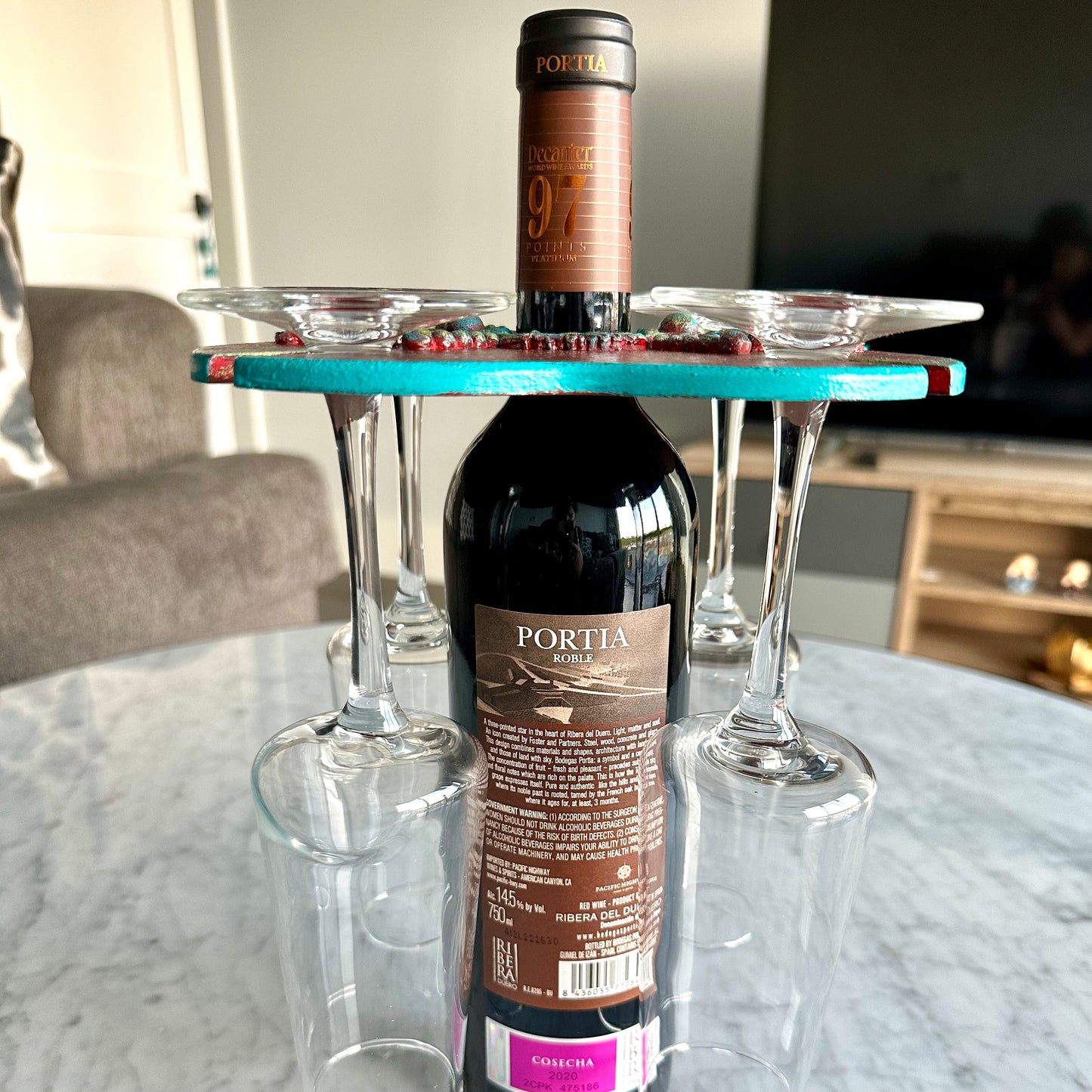 Countertop Wine Glasses and Bottle Holder