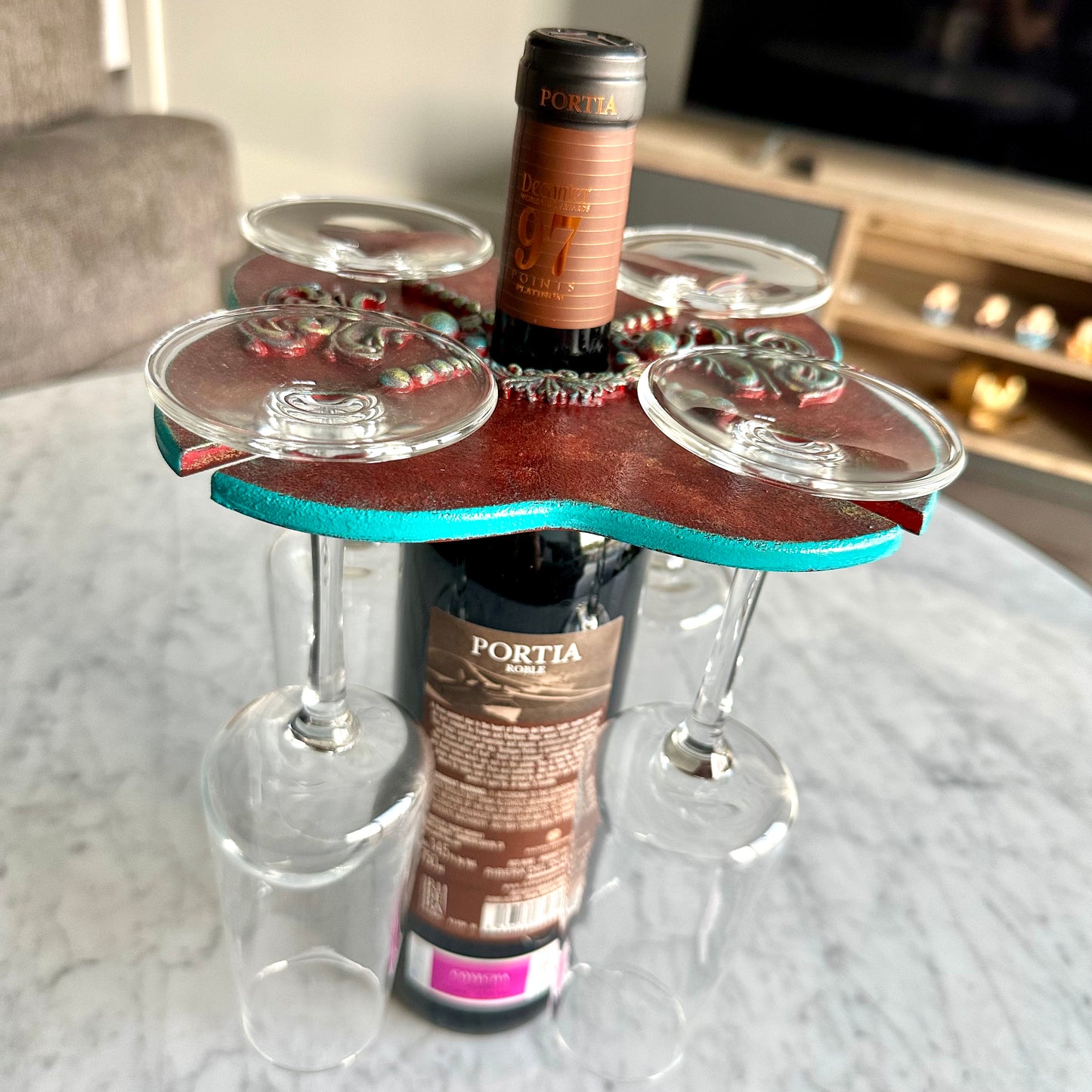 Countertop Wine Glasses and Bottle Holder