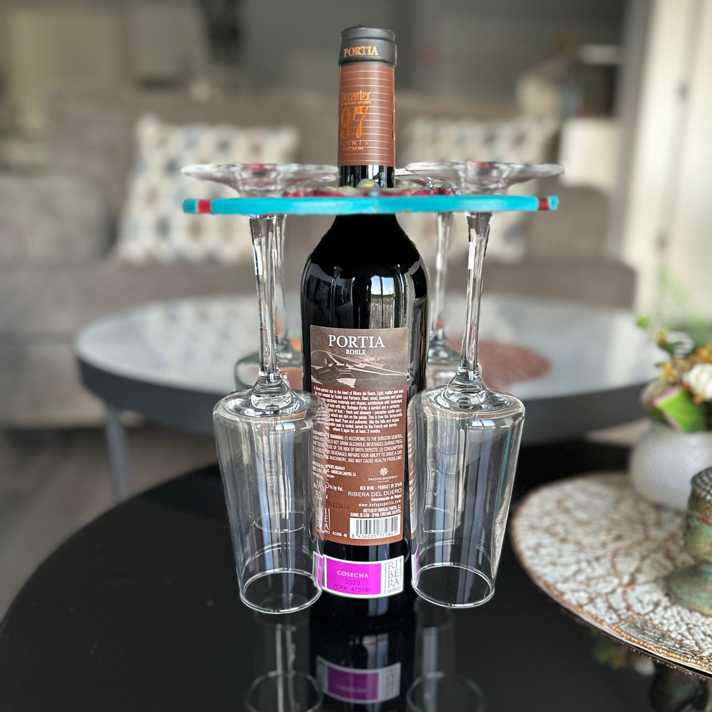 Countertop Wine Glasses and Bottle Holder